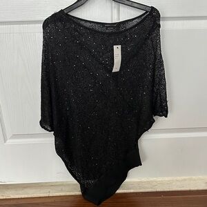 BCBGMaxAzria Black Sequin Blouse